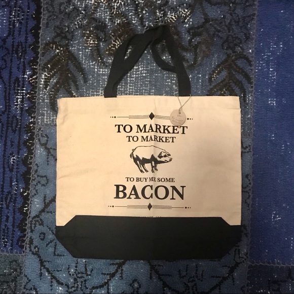 Bacon Market Canvas Shopper Tote Bag - Picture 3 of 4